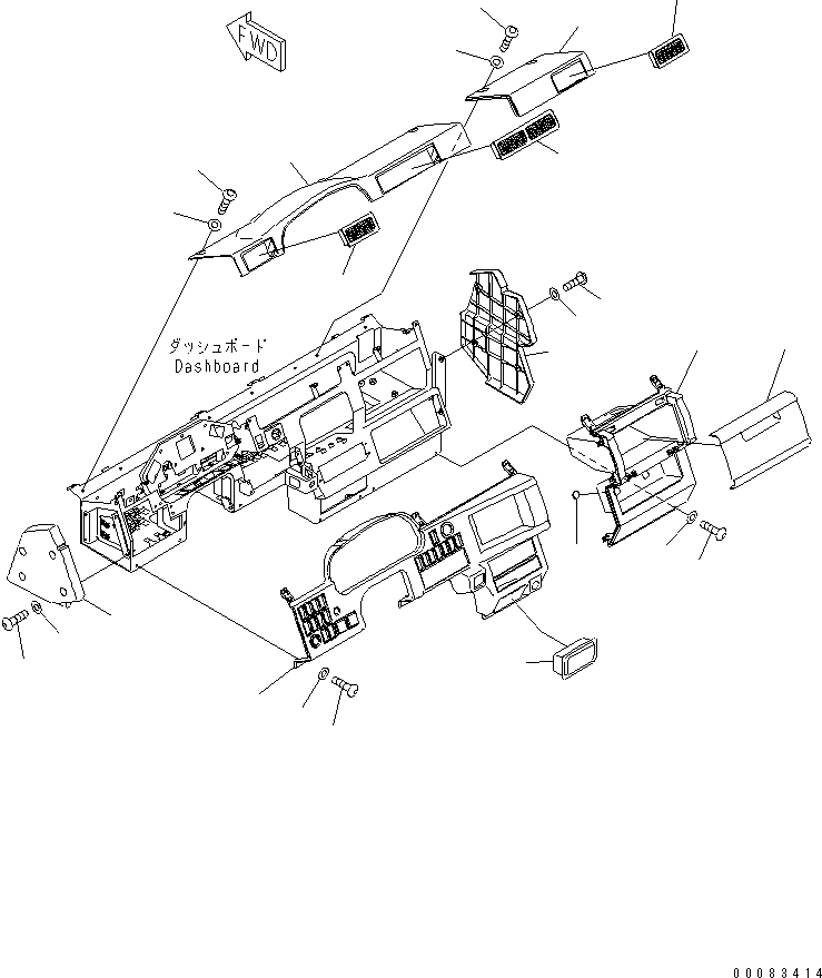 Komatsu parts book diagram for HD785-7 S/N 7001-8172: FLOOR (DASHBOARD 2/2)(#7001-)