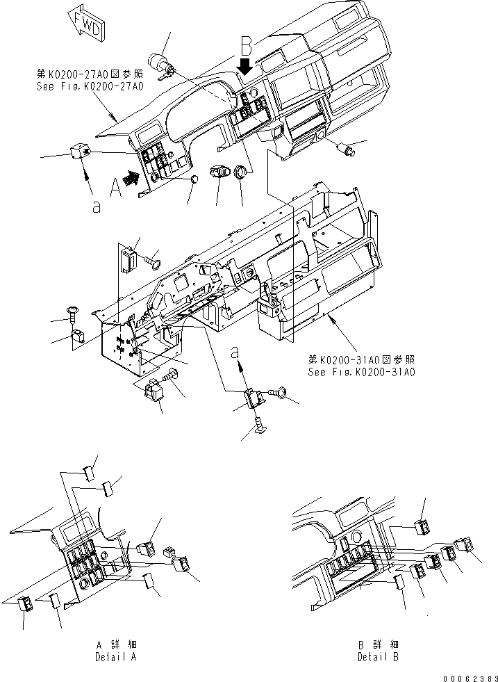 Komatsu parts book diagram for HD785-7 S/N 7001-8172: FLOOR (MONITOR DECAL) (LED DASHBORD)(#7001-)
