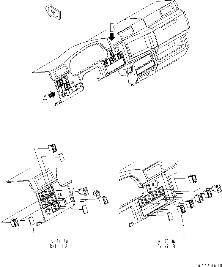 Komatsu parts book diagram for HD785-7 S/N 7001-8172: FLOOR (MONITOR DECAL) (LED DASHBORD) (3 CAP)(#7169-)