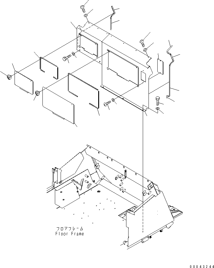 Komatsu parts book diagram for HD785-7 S/N 7001-8172: FLOOR (REAR COVER)(#7001-)