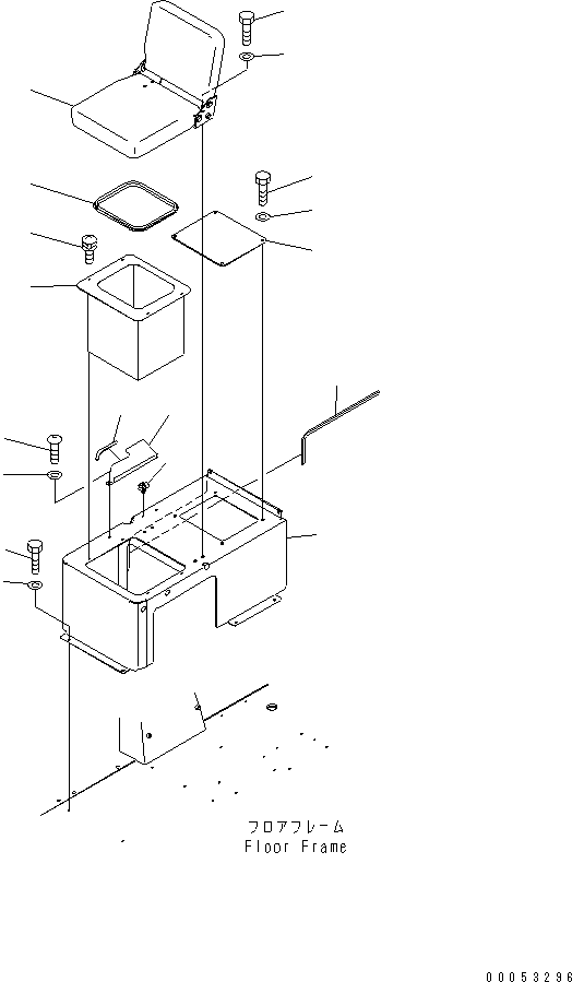 Komatsu parts book diagram for HD785-7 S/N 7001-8172: FLOOR (AUXILIARY SEAT)(#7001-8131)