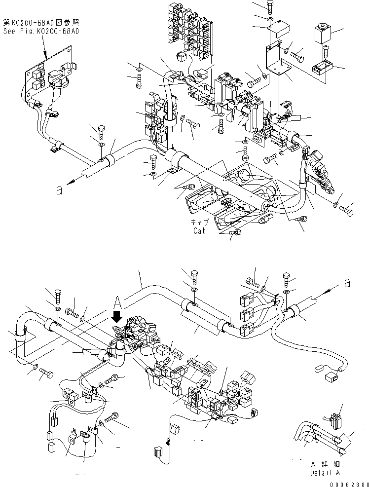 Komatsu parts book diagram for HD785-7 S/N 7001-8172: FLOOR (EMERGENCY STEERING TIMER)(#7001-7417)