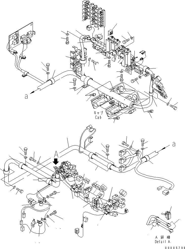 Komatsu parts book diagram for HD785-7 S/N 7001-8172: FLOOR (EMERGENCY STEERING TIMER) (ENGINE PRE-LUB SYSTEM) (PROVISION FOR)(#7418-)