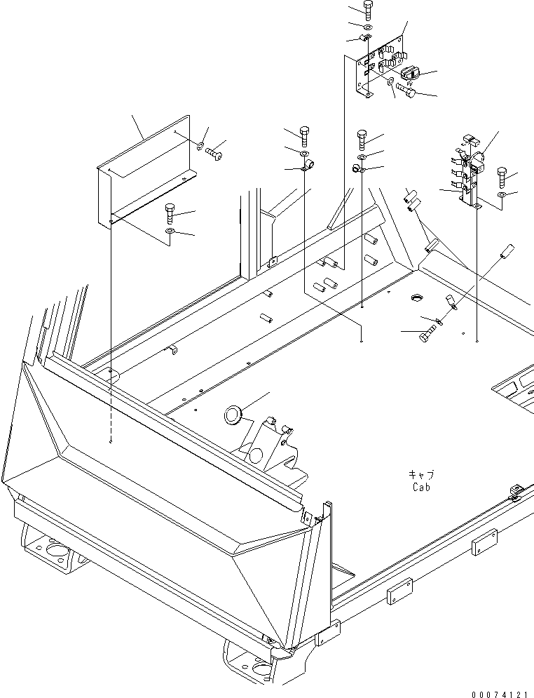 Komatsu parts book diagram for HD785-7 S/N 7001-8172: FLOOR (REAR COVER) (ENGINE PRE-LUB SYSTEM)(#7169-)