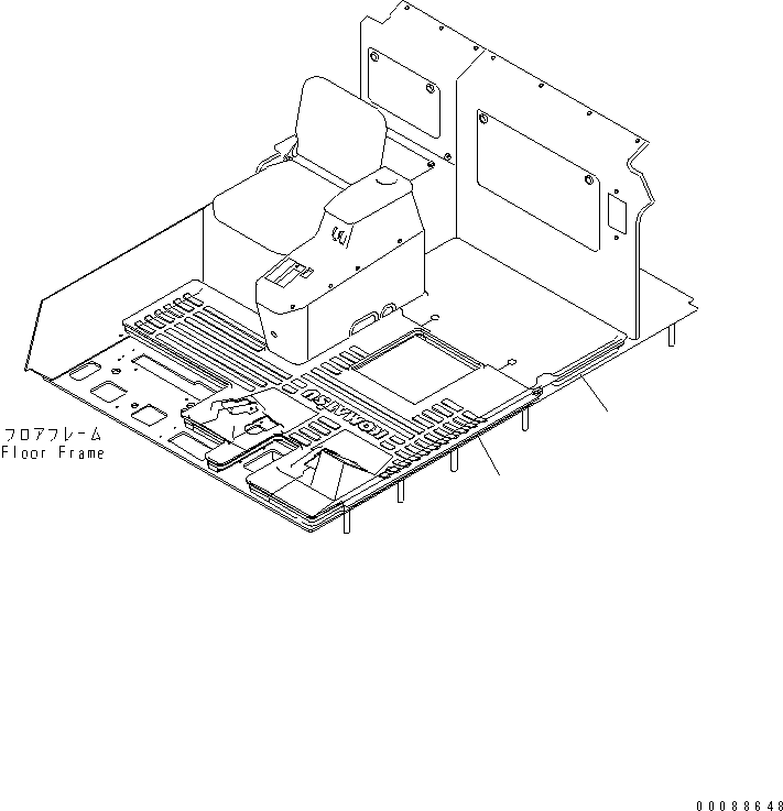 Komatsu parts book diagram for HD785-7 S/N 7001-8172: FLOOR MAT (3-POINTS SEAT BELT)(#7843-)