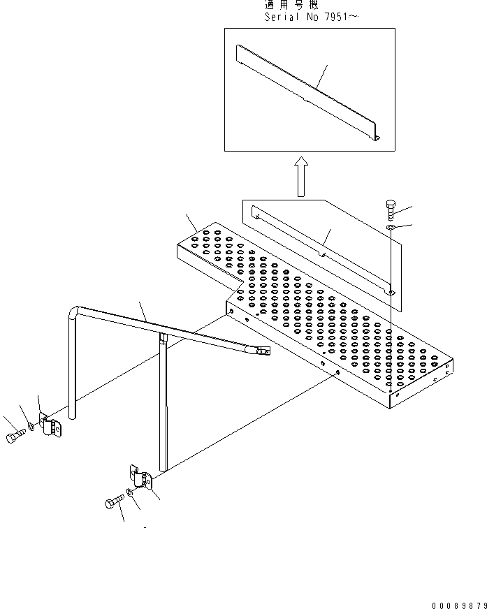 Komatsu parts book diagram for HD785-7 S/N 7001-8172: CAB GUARD (FRONT STEP)(#7001-)
