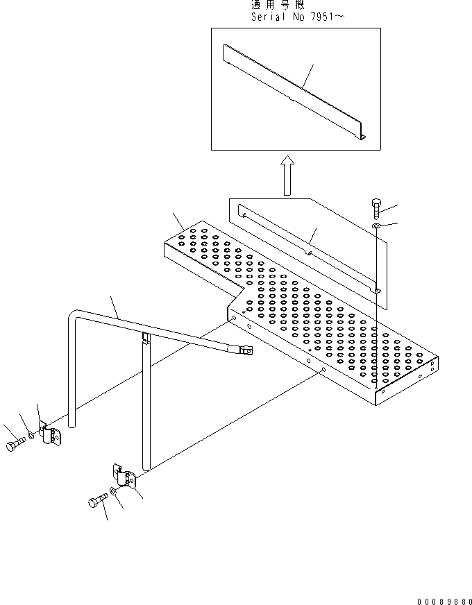 Komatsu parts book diagram for HD785-7 S/N 7001-8172: CAB GUARD (FRONT STEP) (STAIRWAY)(#7001-)