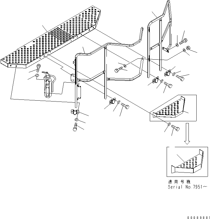 Komatsu parts book diagram for HD785-7 S/N 7001-8172: CAB GUARD (SIDE STEP)(#7001-)