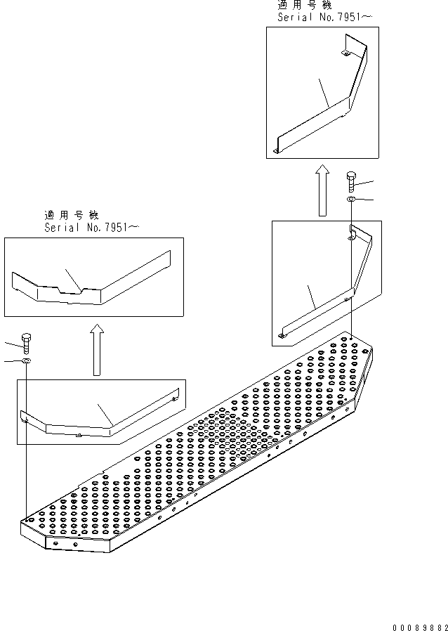 Komatsu parts book diagram for HD785-7 S/N 7001-8172: CAB GUARD (TOE GUARD)(#7001-)