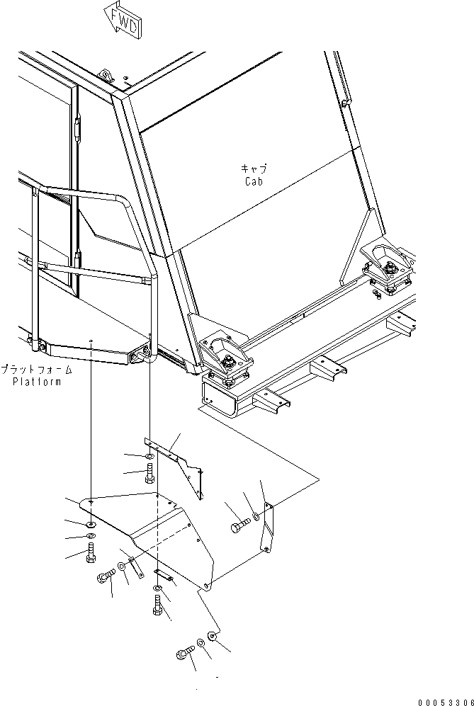 Komatsu parts book diagram for HD785-7 S/N 7001-8172: CAB GUARD (MAD GUARD)(#7001-)
