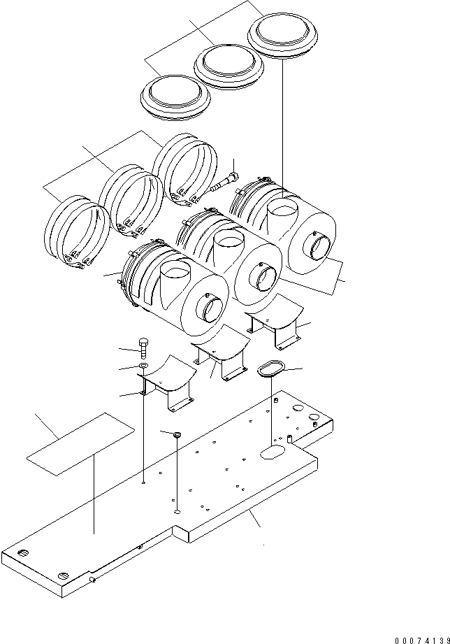 Komatsu parts book diagram for HD785-7 S/N 7001-8172: PLATFORM SUB ASS'Y (L.H.) (BATTERY ISOLATOR AND AUTO GREASE)(#7169-)