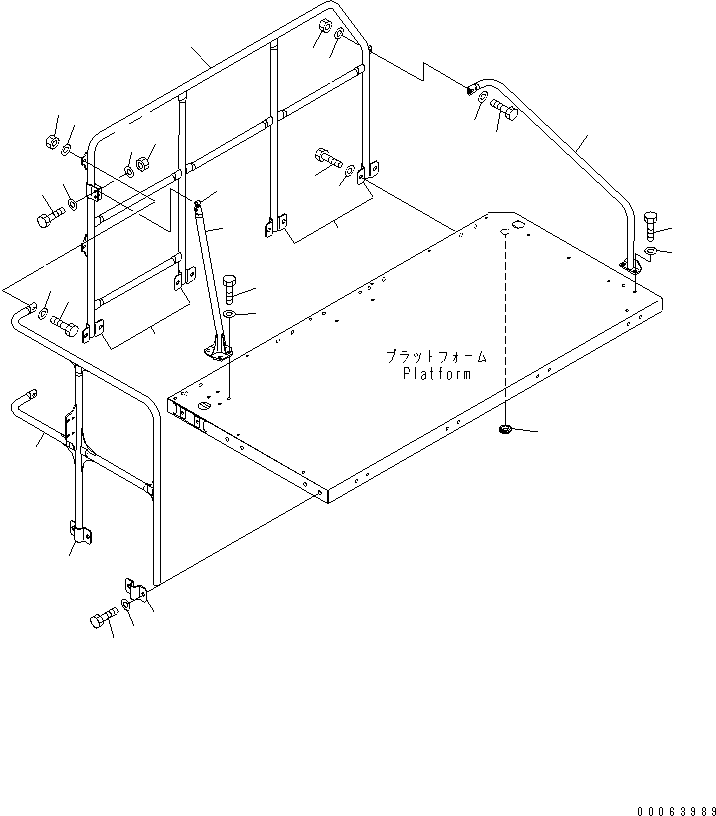 Komatsu parts book diagram for HD785-7 S/N 7001-8172: PLATFORM SUB ASS'Y (R.H.) (HANDRAIL)(#7169-)