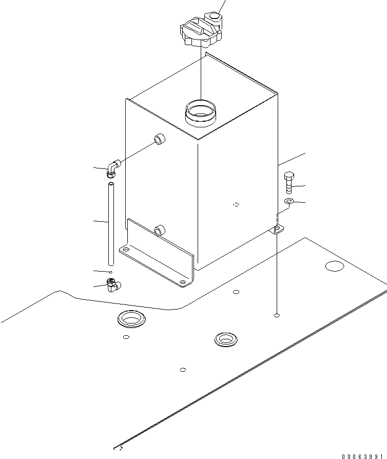 Komatsu parts book diagram for HD785-7 S/N 7001-8172: COOLANT RESERVE TANK (WITH VANDALISM PROTECTION)(#7001-)