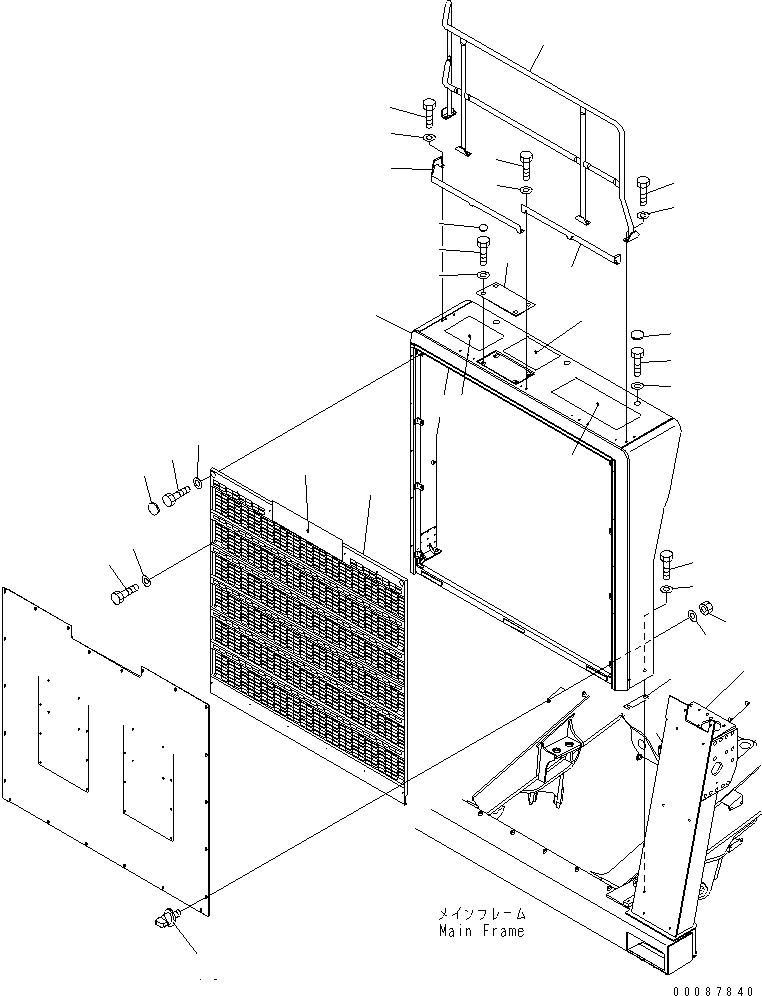Komatsu parts book diagram for HD785-7 S/N 7001-8172: RADIATOR GUARD (CURTAIN)(#7169-)