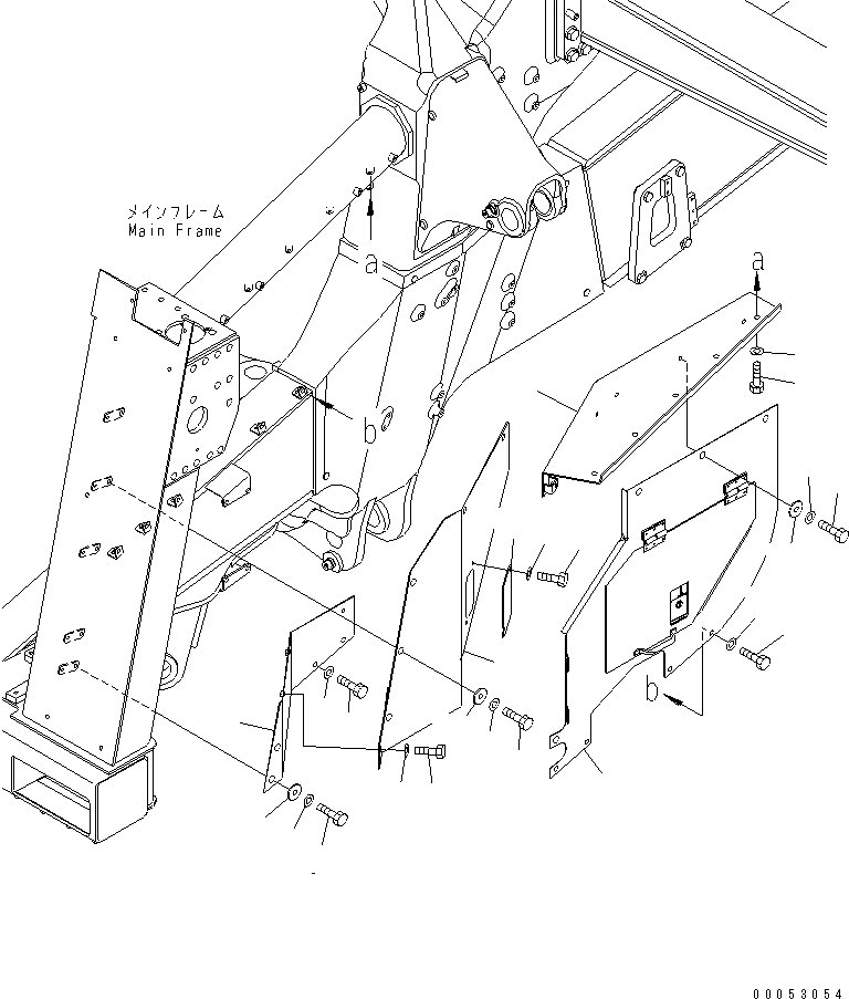 Komatsu parts book diagram for HD785-7 S/N 7001-8172: ENGINE SIDE COVER (L.H.)(#7001-)