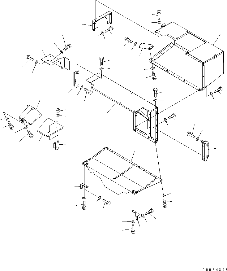 Komatsu parts book diagram for HD785-7 S/N 7001-8172: FIRE PROTECTION (ENGINE REAR COVER) (WITH EXHAUST BOX) (1/2)(#7316-)