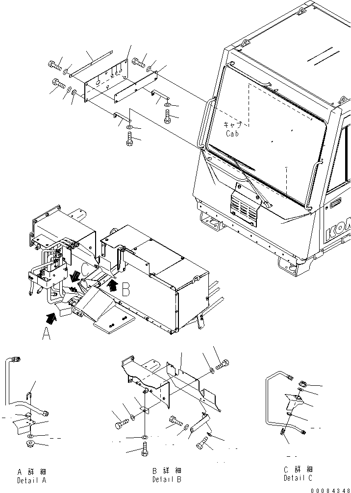 Komatsu parts book diagram for HD785-7 S/N 7001-8172: FIRE PROTECTION (ENGINE REAR COVER) (WITH MUFFLER) (2/2)(#7316-)
