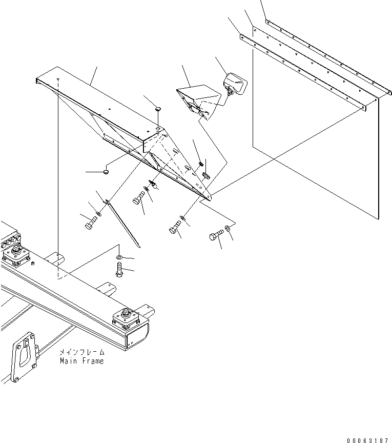 Komatsu parts book diagram for HD785-7 S/N 7001-8172: FENDER (L.H.) (WITH SIDE LAMP)(#7169-)