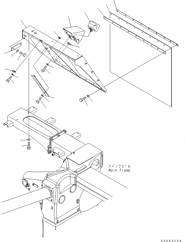 Komatsu parts book diagram for HD785-7 S/N 7001-8172: FENDER (R.H.) (WITH SIDE LAMP)(#7169-)