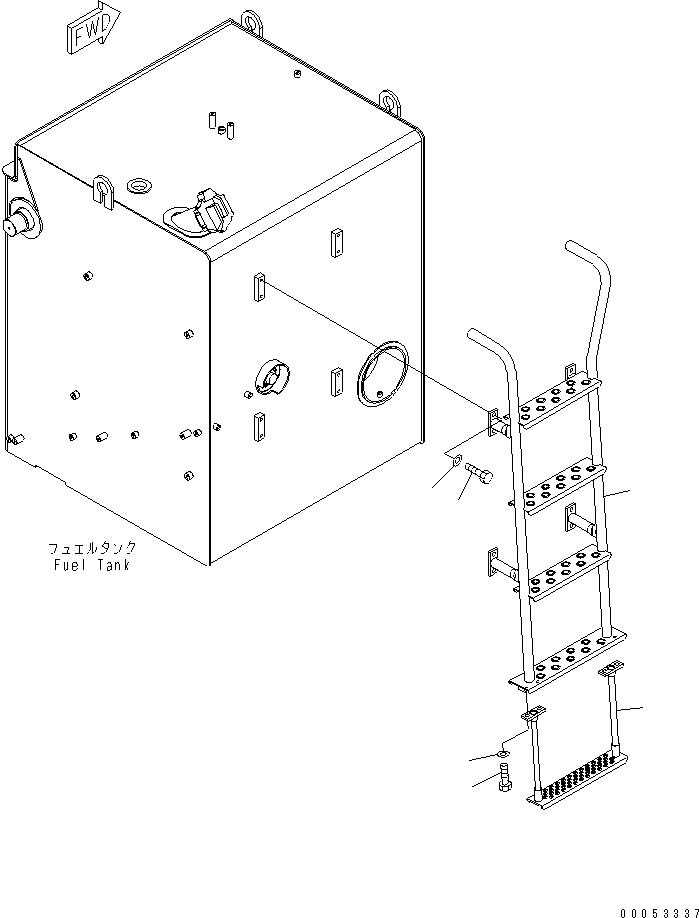 Komatsu parts book diagram for HD785-7 S/N 7001-8172: FUEL TANK LADDER(#7001-)