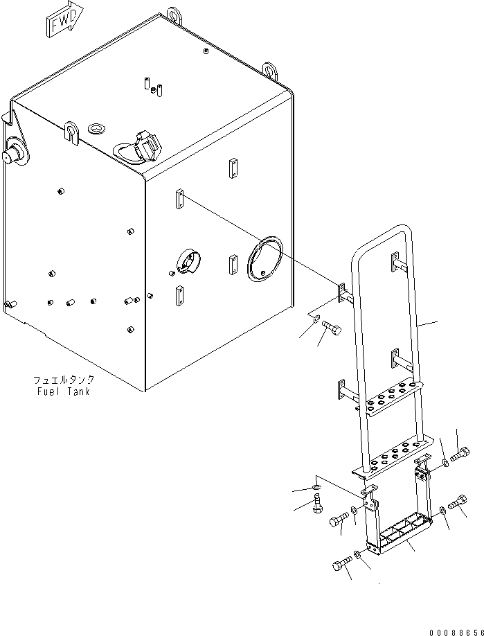 Komatsu parts book diagram for HD785-7 S/N 7001-8172: FUEL TANK LADDER (EU)(#7751-)