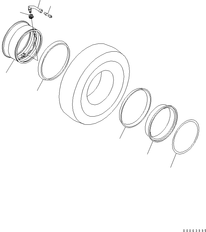 Komatsu parts book diagram for HD785-7 S/N 7001-8172: RIM (FRONT WHEEL) (LARGE VLAVE)(#7001-)
