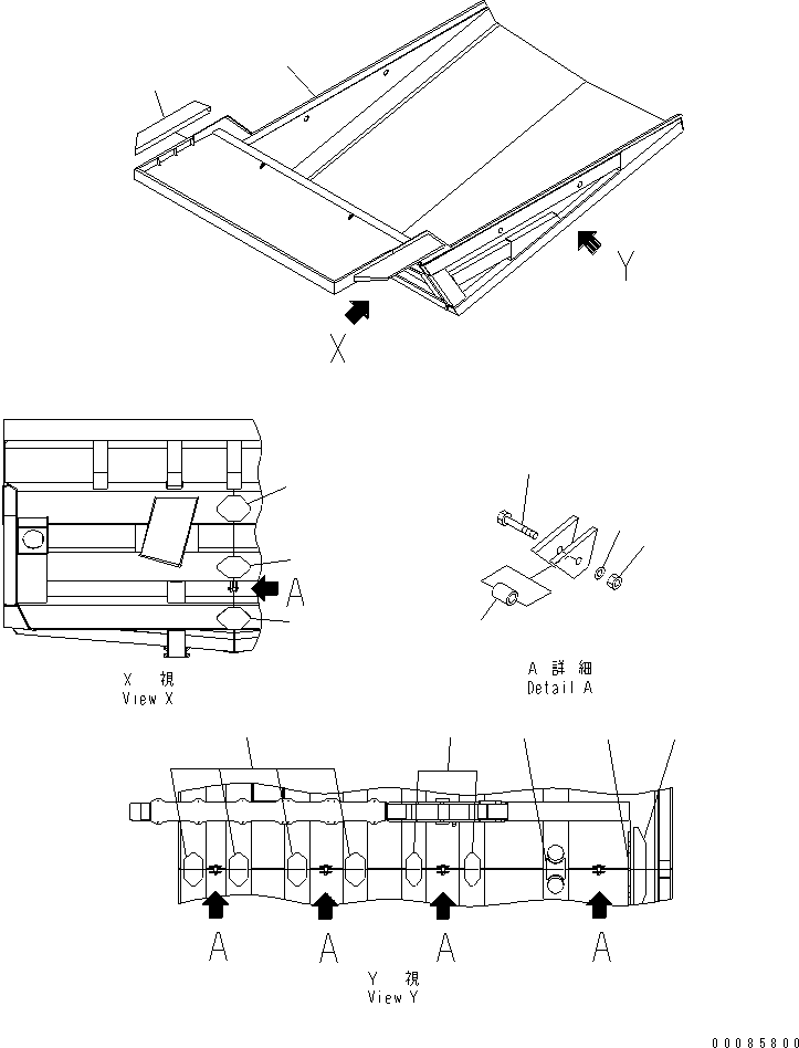 Komatsu parts book diagram for HD785-7 S/N 7001-8172: BODY (WITH PLATFORM GUARD)(#7001-)
