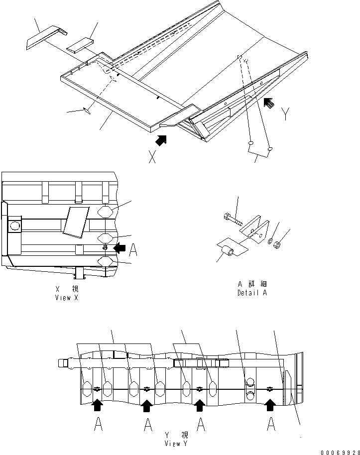 Komatsu parts book diagram for HD785-7 S/N 7001-8172: BODY (WITH MUFFLER)(#7001-)