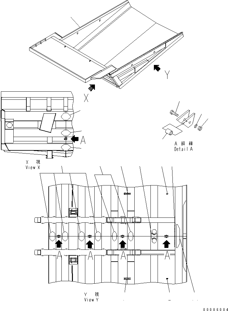 Komatsu parts book diagram for HD785-7 S/N 7001-8172: BODY (FOR 31/90 TIRE)(#7001-)