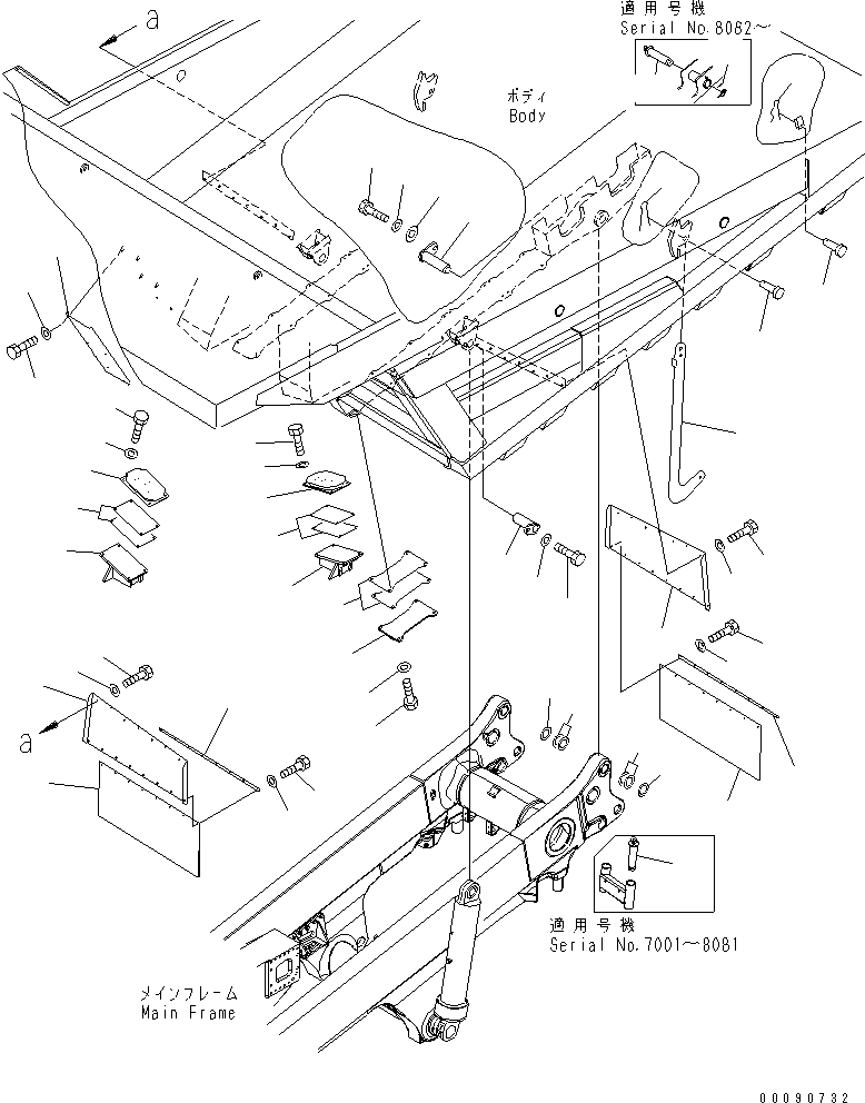 Komatsu parts book diagram for HD785-7 S/N 7001-8172: BODY ACCESSORY(#7001-)