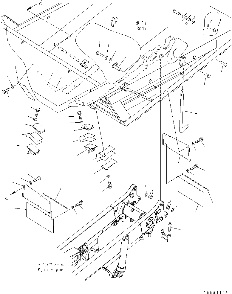 Komatsu parts book diagram for HD785-7 S/N 7001-8172: BODY ACCESSORY (HOIST CYLINDER LESS FOR CHILE)(#8132-)