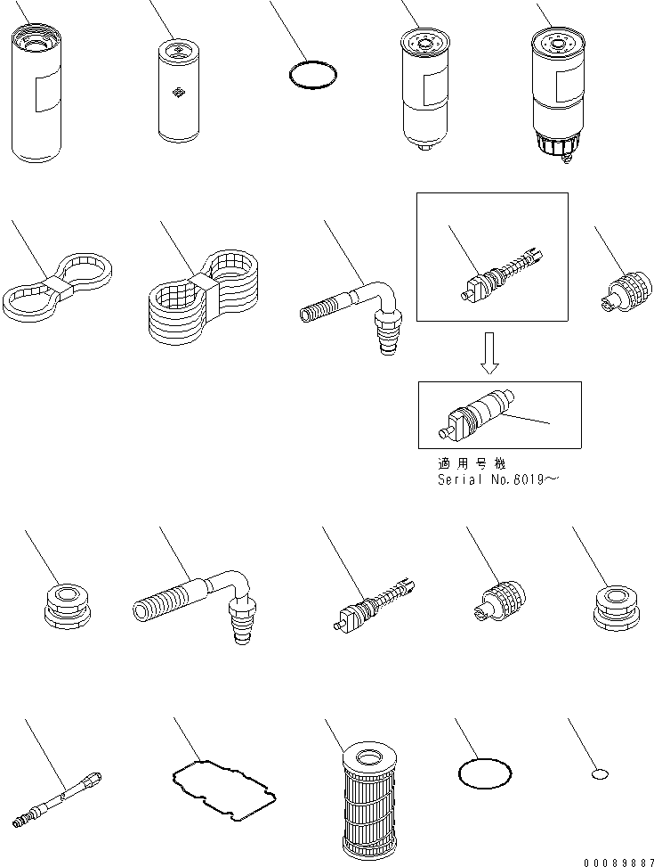 Komatsu parts book diagram for HD785-7 S/N 7001-8172: SPARE PARTS (FUEL FILTER)(#7001-)