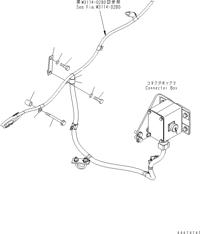 Komatsu parts book diagram for HD785-7 S/N 7001-8172: OIL PAN HEATER (1/7)(#7169-)
