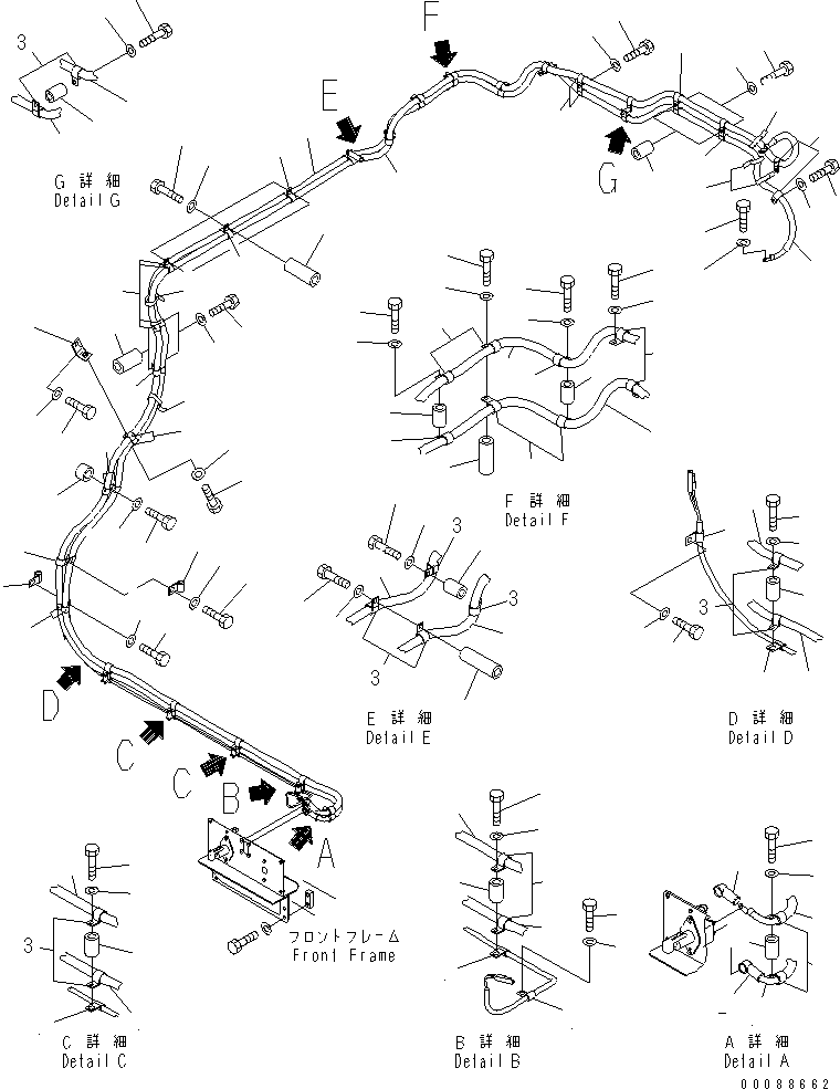 Komatsu parts book diagram for HD785-7 S/N 7001-8172: BATTERY DISCONNECT SWITCH (CABLE AND MOUNTING PARTS)(#7751-)