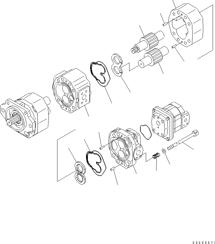 Komatsu parts book diagram for HD785-7 S/N 7001-8172: HYDRAULIC PUMP (2/3)(#7331-)