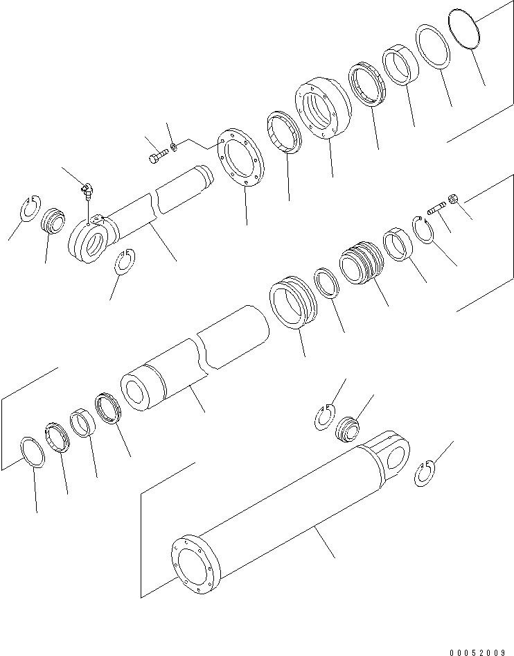 Komatsu parts book diagram for HD785-7 S/N 7001-8172: HOIST CYLINDER (INNER PARTS)(#7001-)
