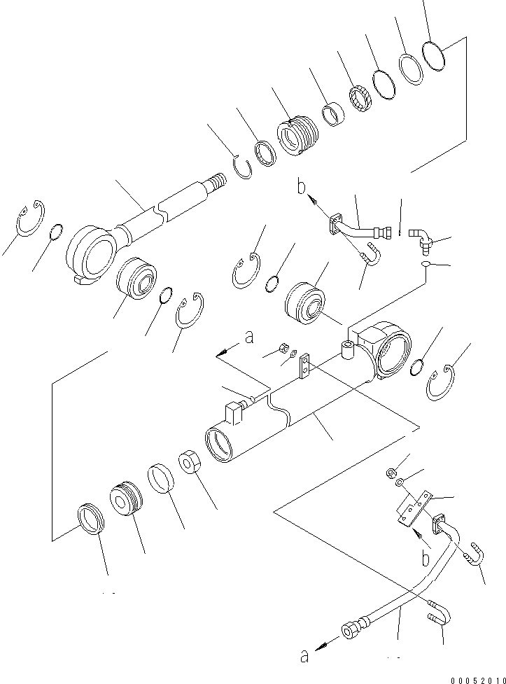 Komatsu parts book diagram for HD785-7 S/N 7001-8172: STEERING CYLINDER (L.H.) (INNER PARTS)(#7001-7437)