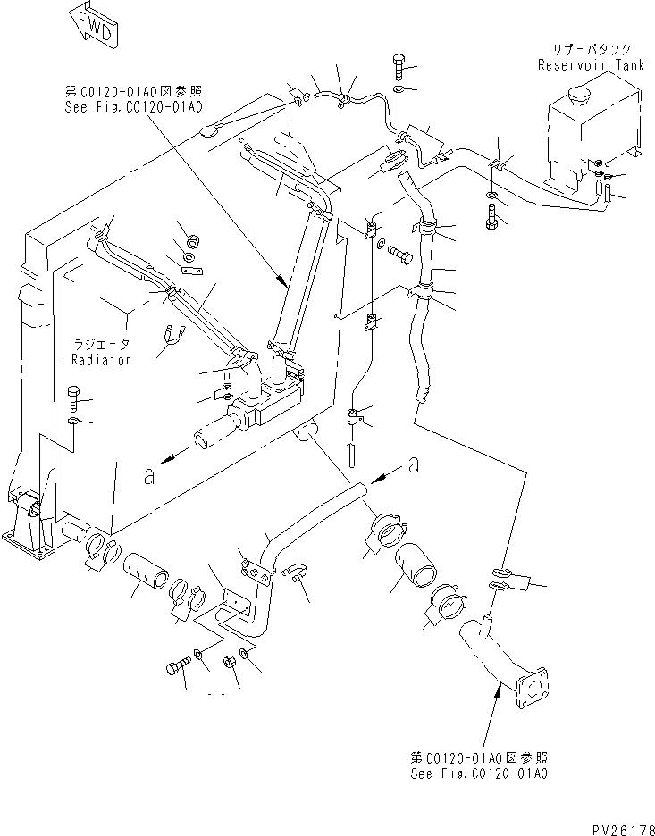Komatsu parts book diagram for HD985-5 S/N 1021-UP: COOLANT LINE (2/2)