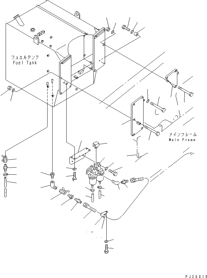 Komatsu parts book diagram for HD985-5 S/N 1021-UP: FUEL TANK (2/2) (WATER SEPARATOR)