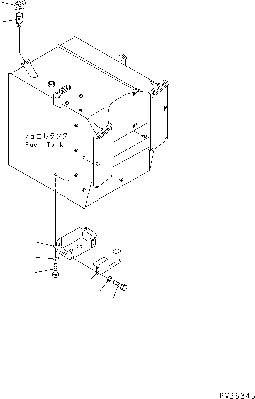 Komatsu parts book diagram for HD985-5 S/N 1021-UP: FUEL DRAIN COVER (VANDALISM PROTECTION)