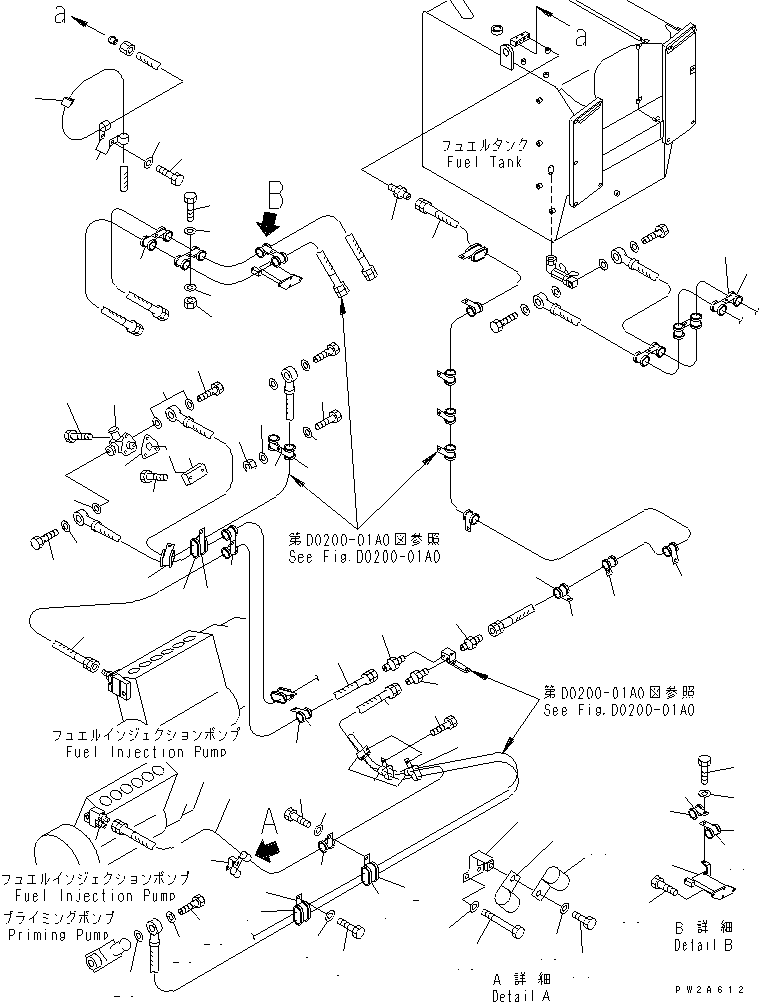 Komatsu parts book diagram for HD985-5 S/N 1021-UP: FUEL LINE (2/2) (ELECTRICAL GOVERNOR)(#1046-)