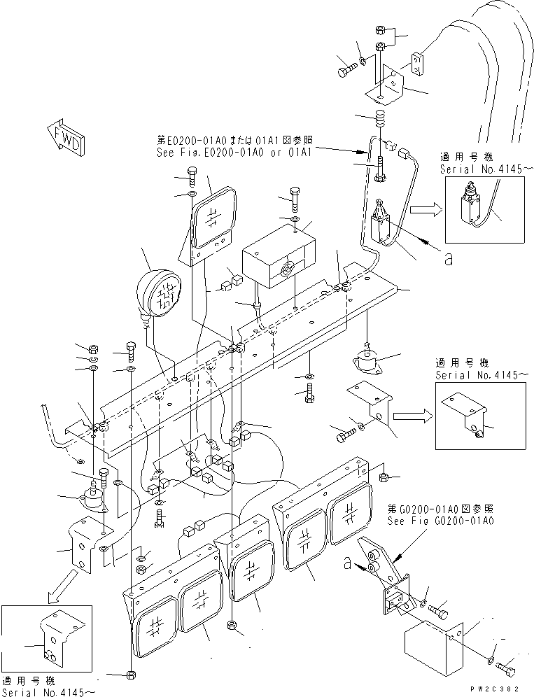 Komatsu parts book diagram for HD985-5 S/N 1021-UP: REAR LAMP (ADDITIONAL RETERDER LAMP)