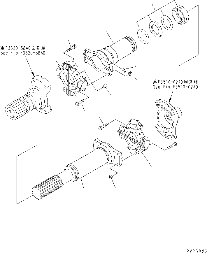 Komatsu parts book diagram for HD985-5 S/N 1021-UP: REAR PROPELLER SHAFT