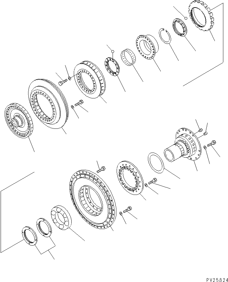 Komatsu parts book diagram for HD985-5 S/N 1021-UP: TORQUE CONVERTER (1/7) (BARE UNIT)