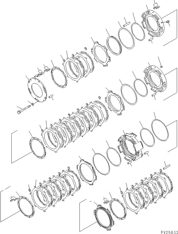 Komatsu parts book diagram for HD985-5 S/N 1021-UP: TRANSMISSION (1/8) (1ST¤ 2ND¤ 3RD AND REVERSE CLUTCH)
