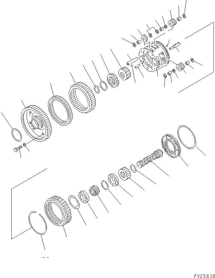 Komatsu parts book diagram for HD985-5 S/N 1021-UP: TRANSMISSION (5/8) (CARRIER) (2/3)