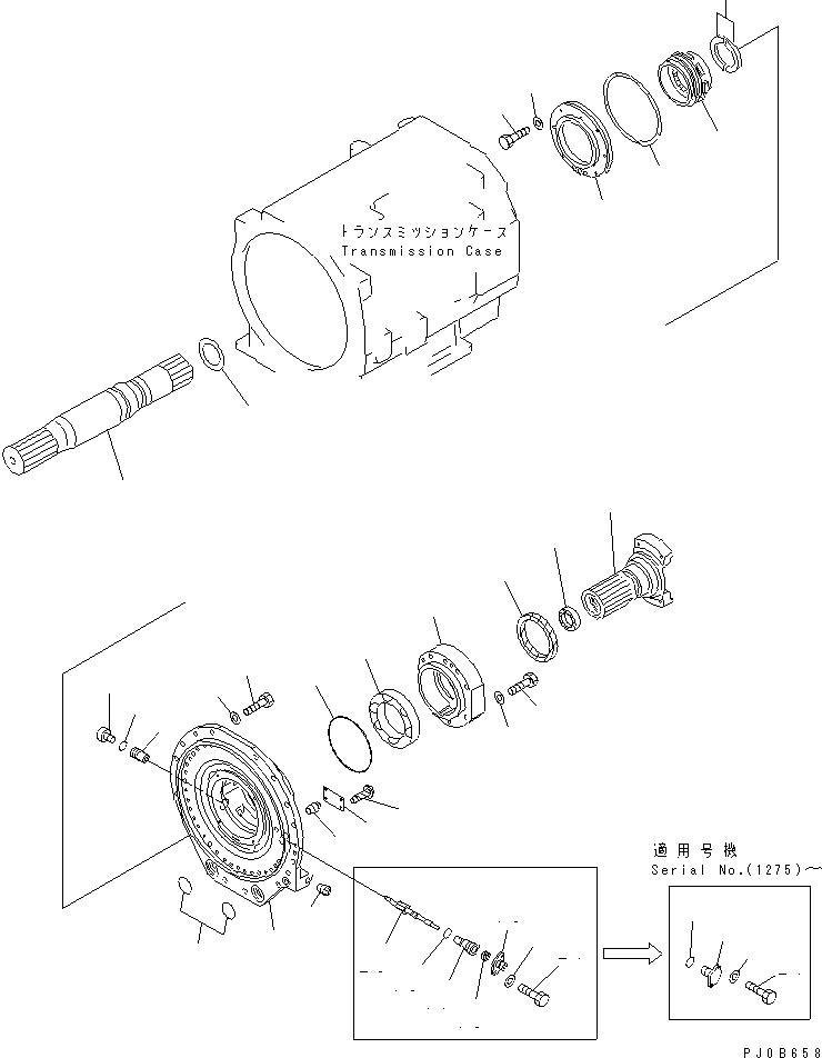 Komatsu parts book diagram for HD985-5 S/N 1021-UP: TRANSMISSION (8/8) (INPUT AND OUTPUT)