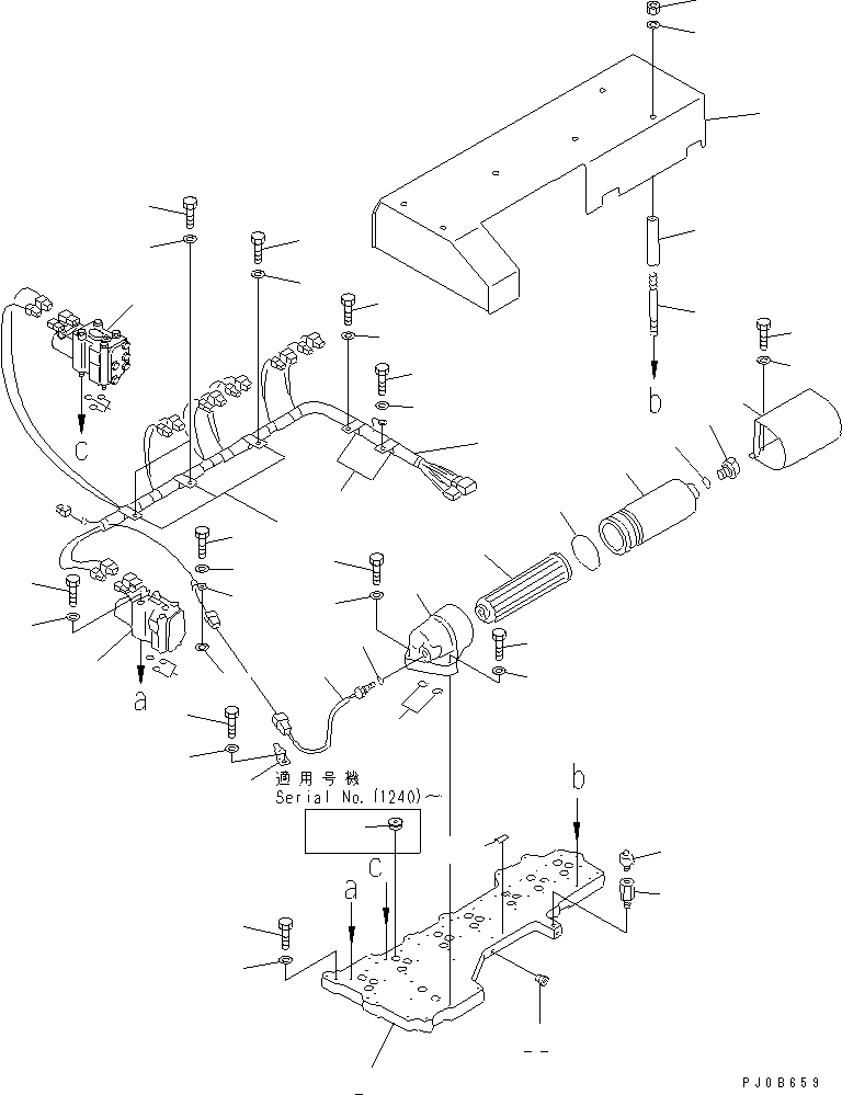 Komatsu parts book diagram for HD985-5 S/N 1021-UP: TRANSMISSION CONTROL VALVE (1/3)