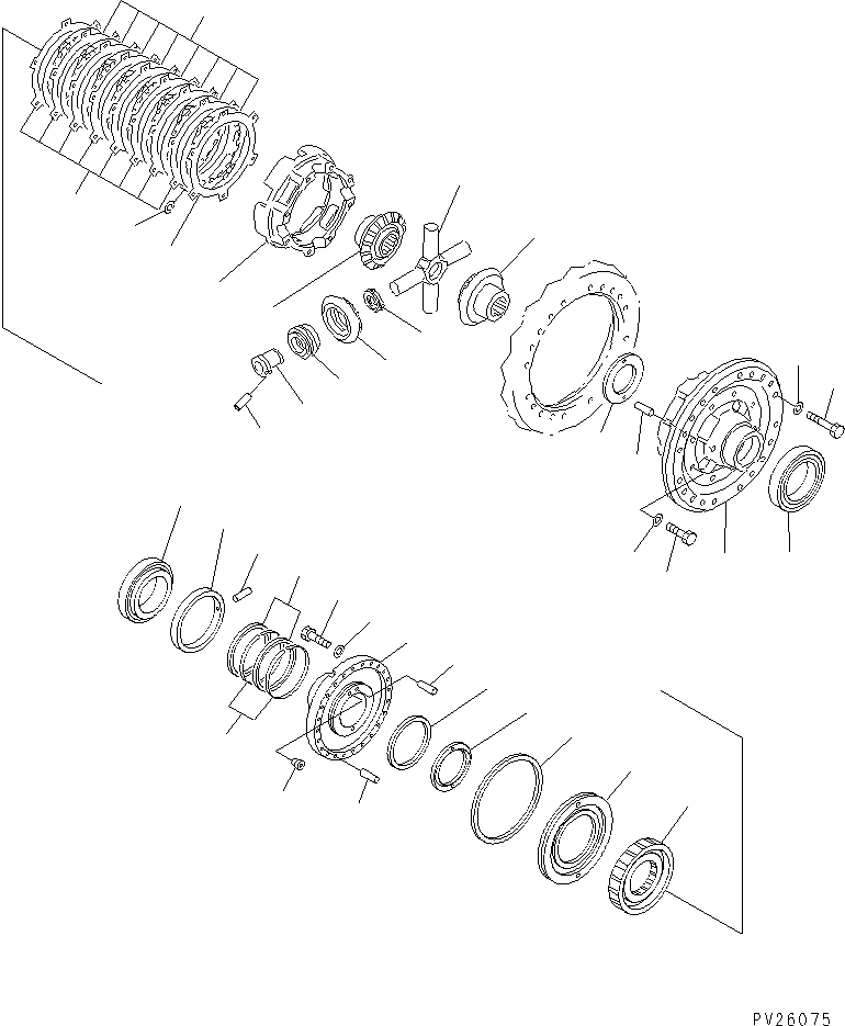 Komatsu parts book diagram for HD985-5 S/N 1021-UP: REAR DIFFERENTIAL (3/4) (WITH DIFFERENTIAL LOCK TYPE)