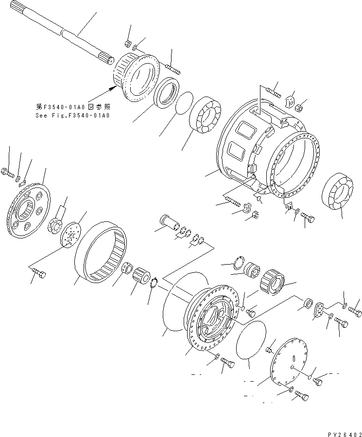 Komatsu parts book diagram for HD985-5 S/N 1021-UP: REAR FINAL DRIVE
